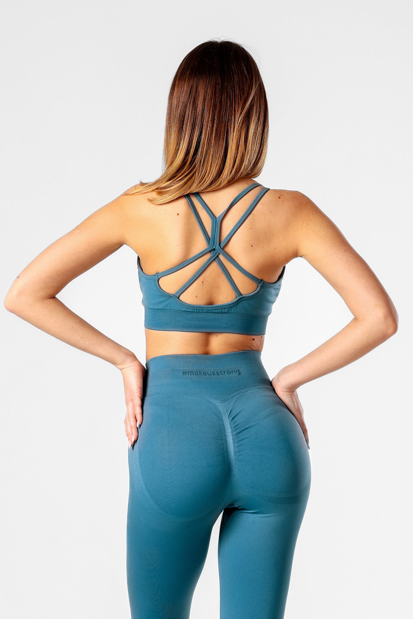 Legginsy bezszwowe PUSH UP PRO turkusowe Georgia