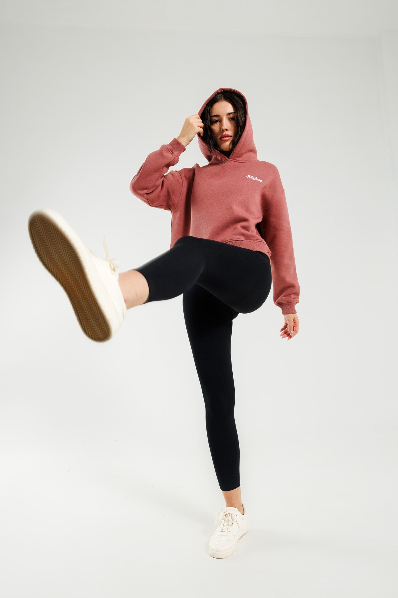 Bluza dresowa z kapturem brudny róż Everly