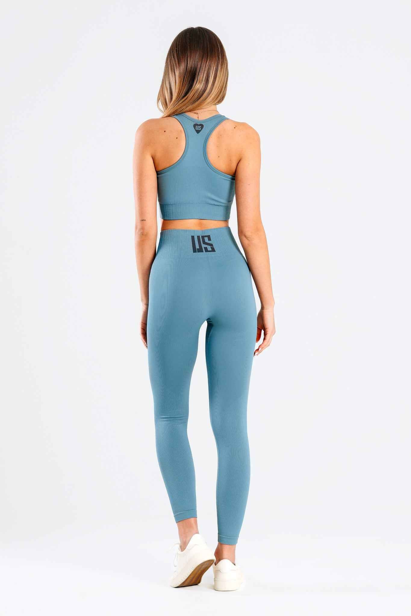 Legginsy bezszwowe sportowe niebieskie ocean - Soho