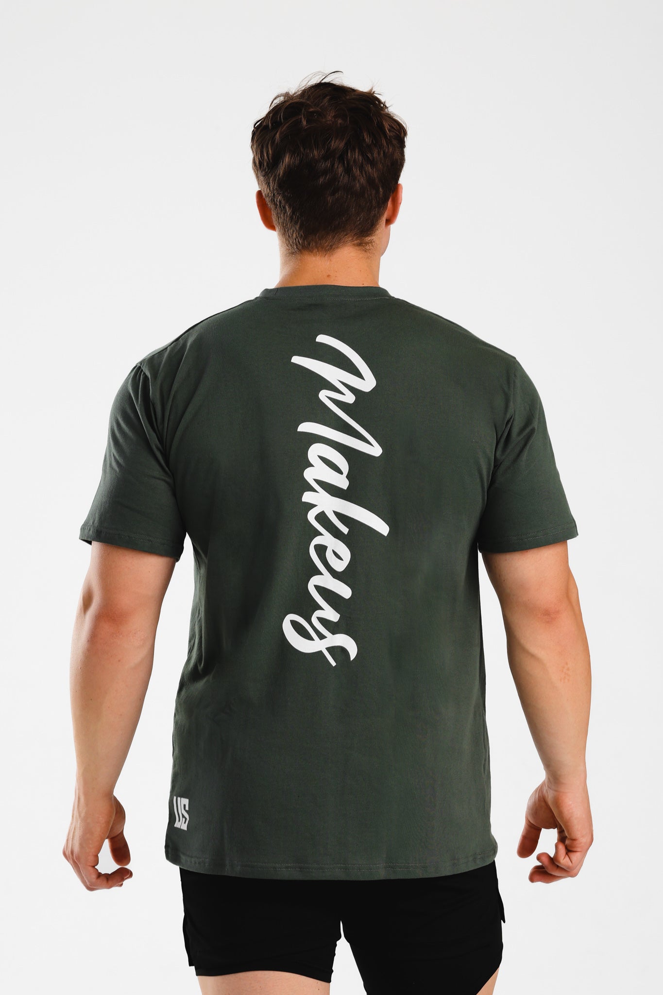 T-shirt bawełniany z nadrukiem khaki BE BETTER