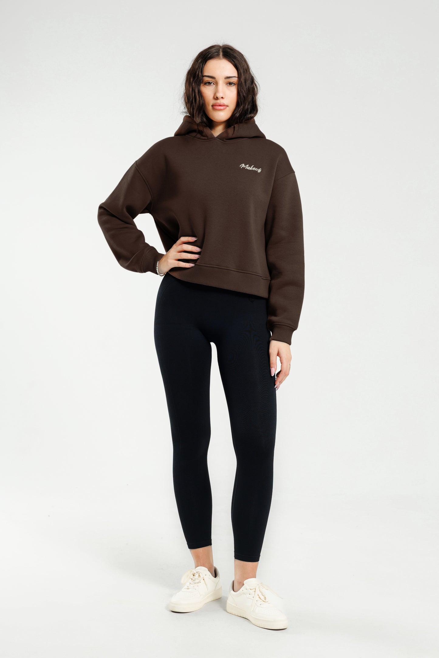 Bluza dresowa z kapturem brązowa Everly SOFT PRO