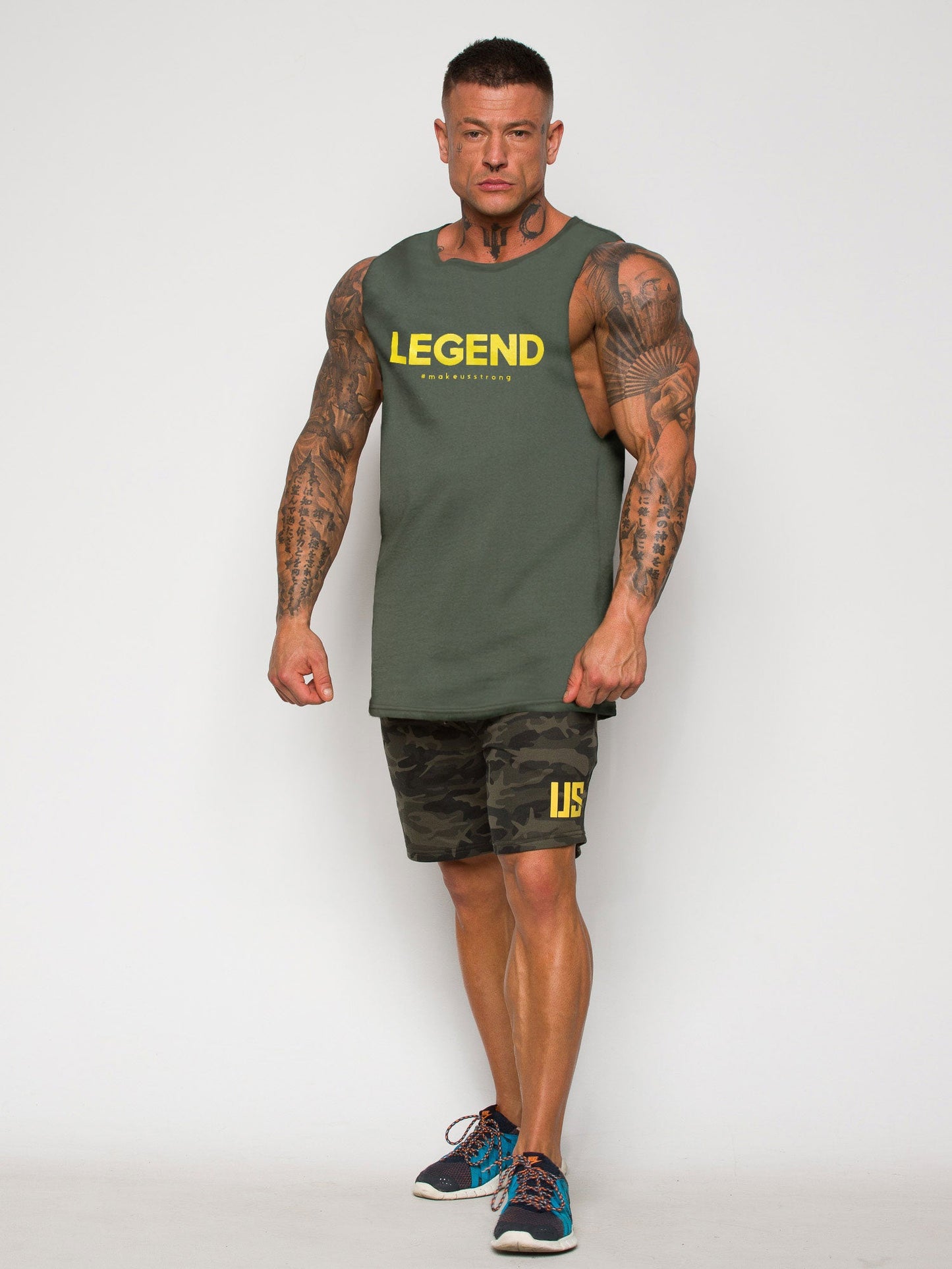 Tank Top bawełniany z nadrukiem khaki Legend Two
