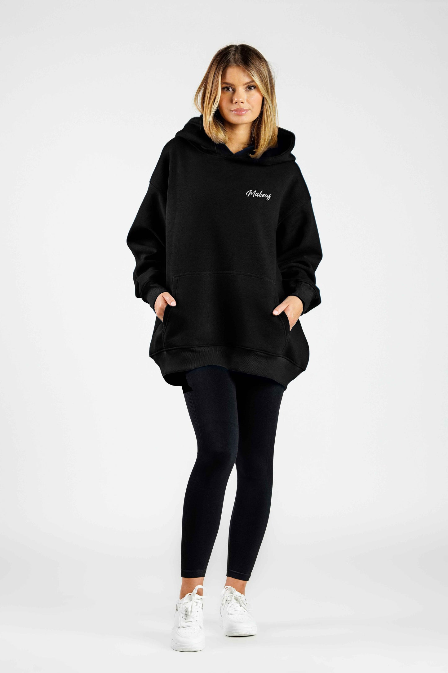 Damska bluza dresowa ONE SIZE z kapturem czarna - Ruby SOFT PRO