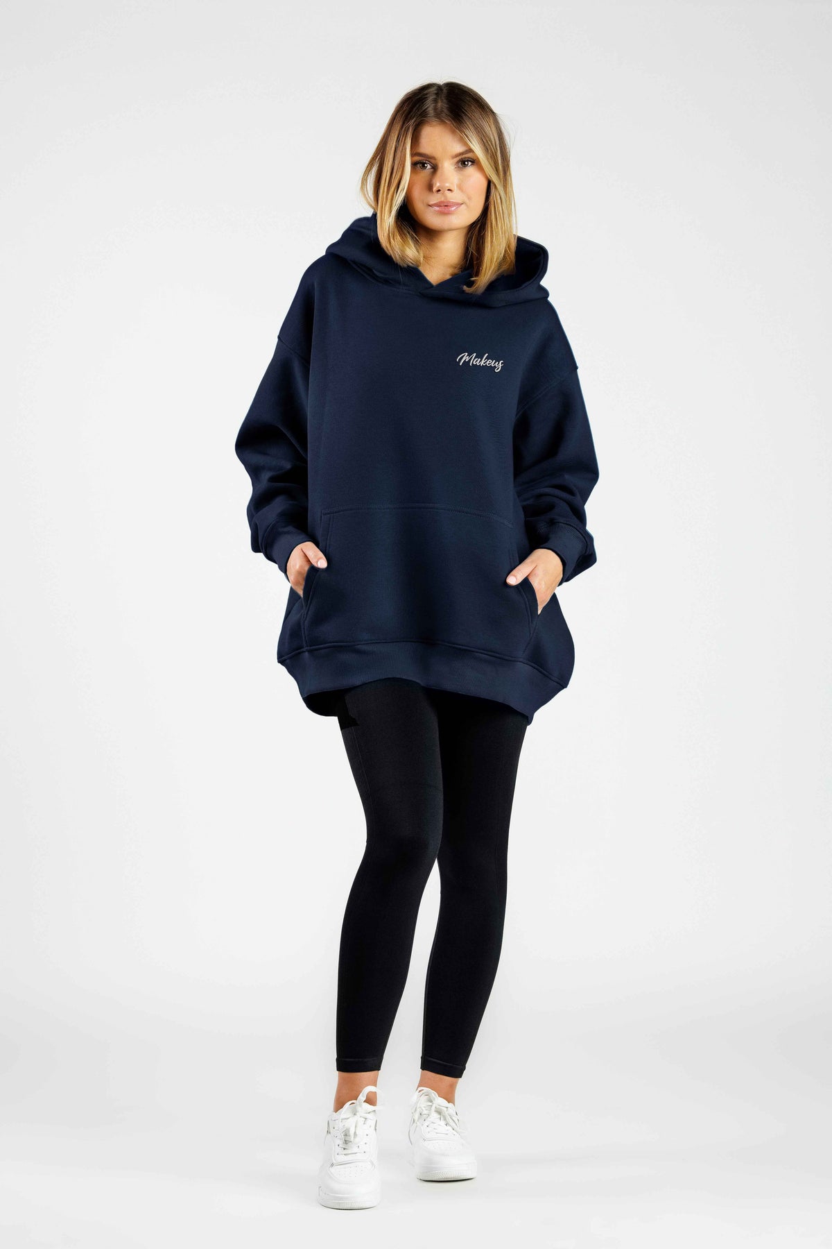 Damska bluza dresowa ONE SIZE z kapturem granatowa - Ruby SOFT PRO