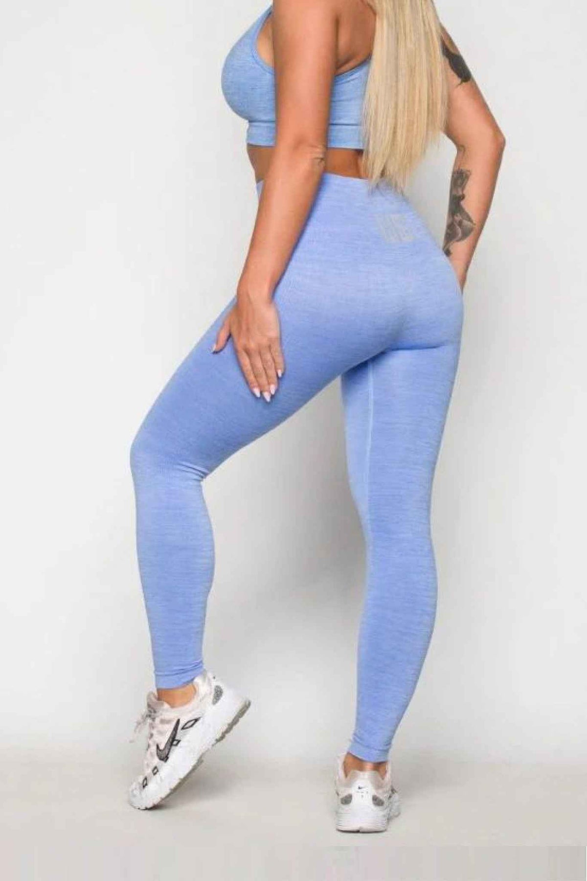 Legginsy bezszwowe kompresyjne błękitne - Los Angeles
