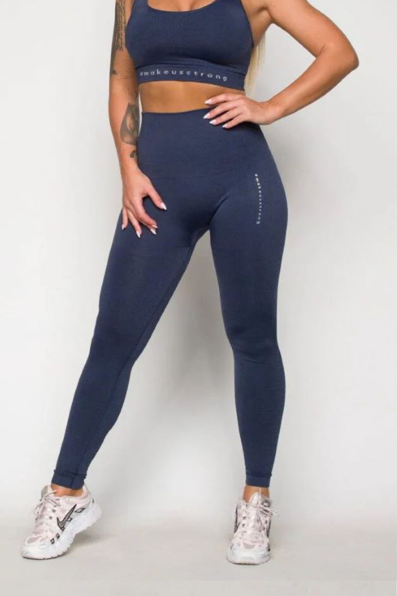 Legginsy bezszwowe kompresyjne granatowe Los Angeles