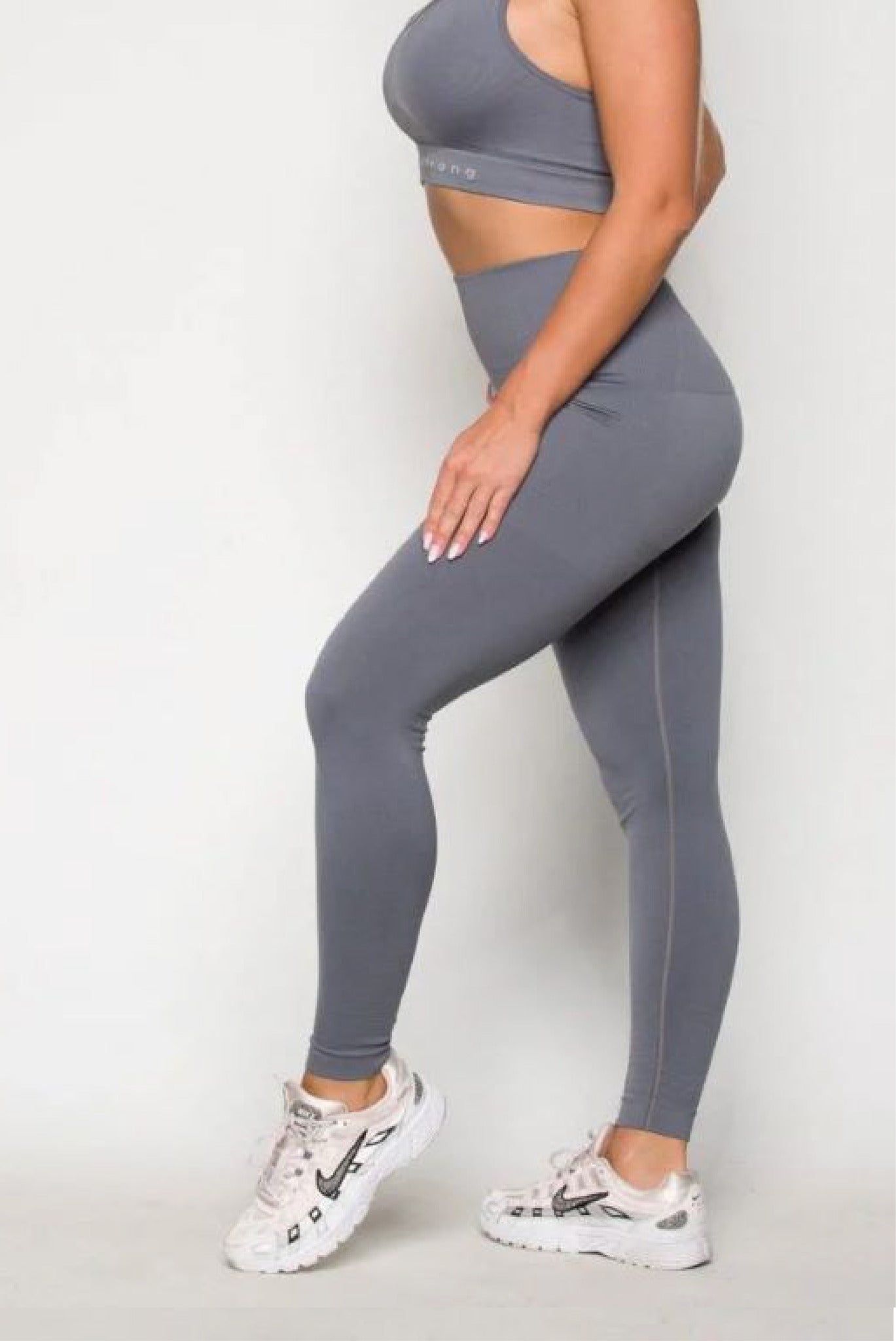 Legginsy bezszwowe kompresyjne szare Los Angeles