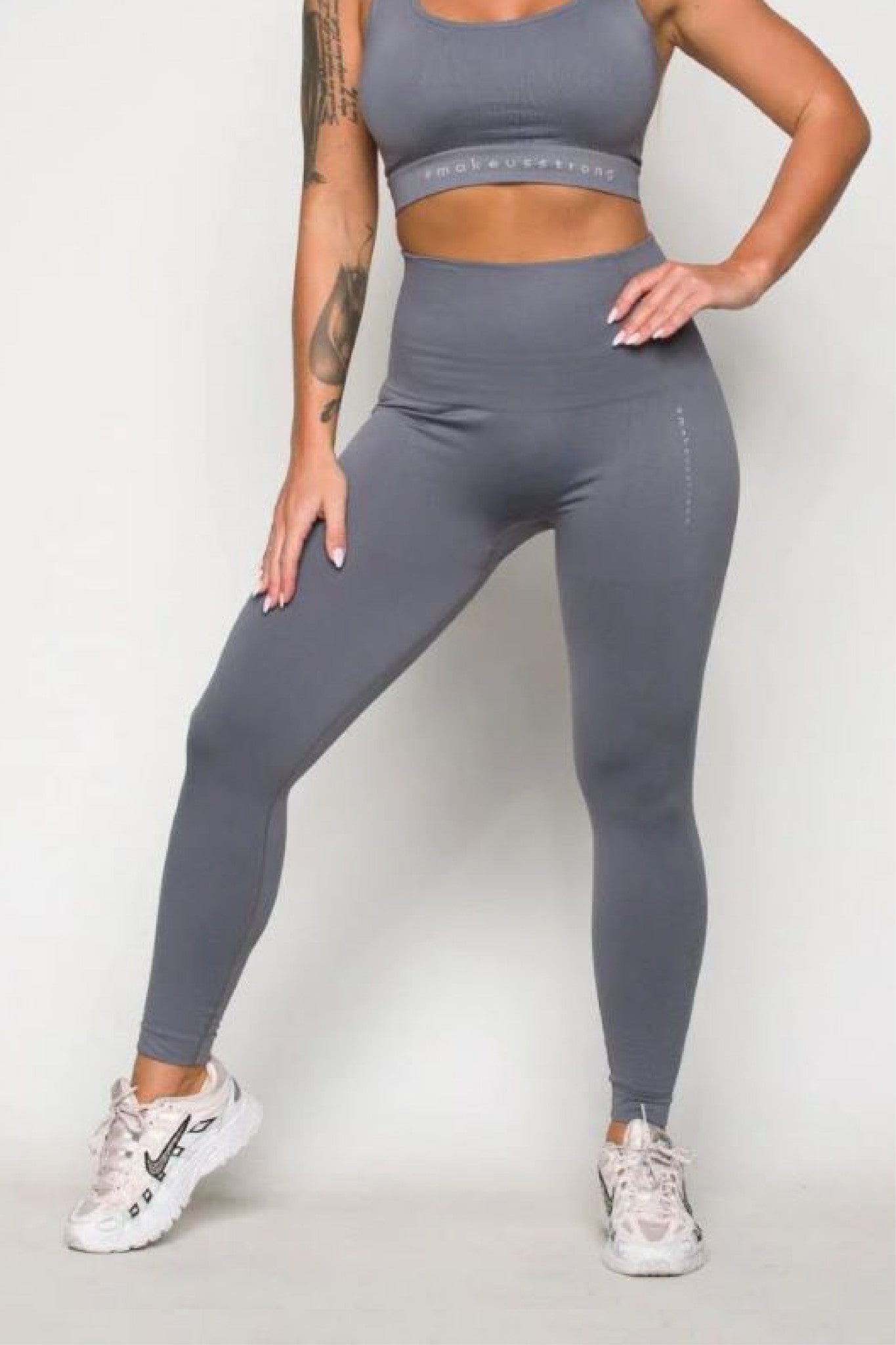 Legginsy bezszwowe kompresyjne szare Los Angeles