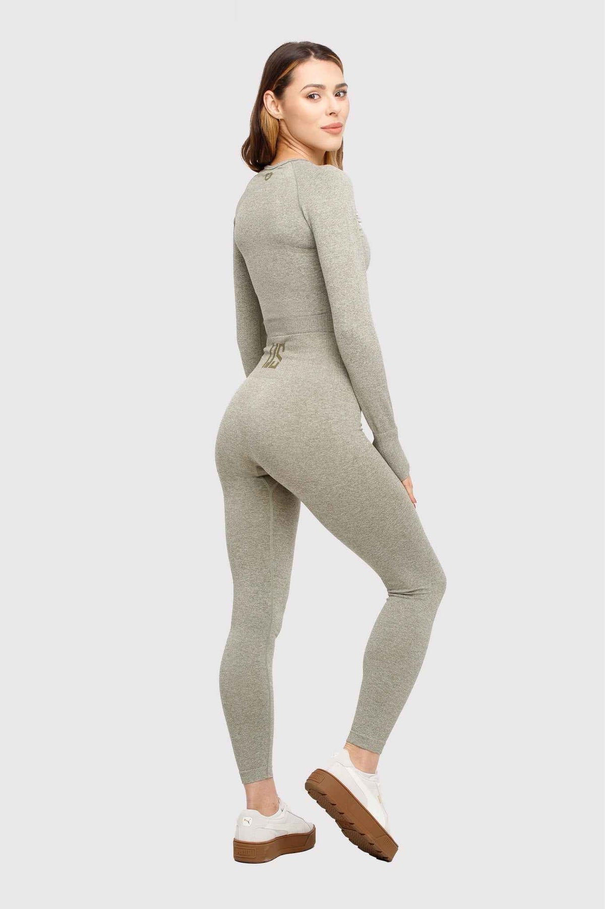 Legginsy bezszwowe sportowe oliwkowe - Soho