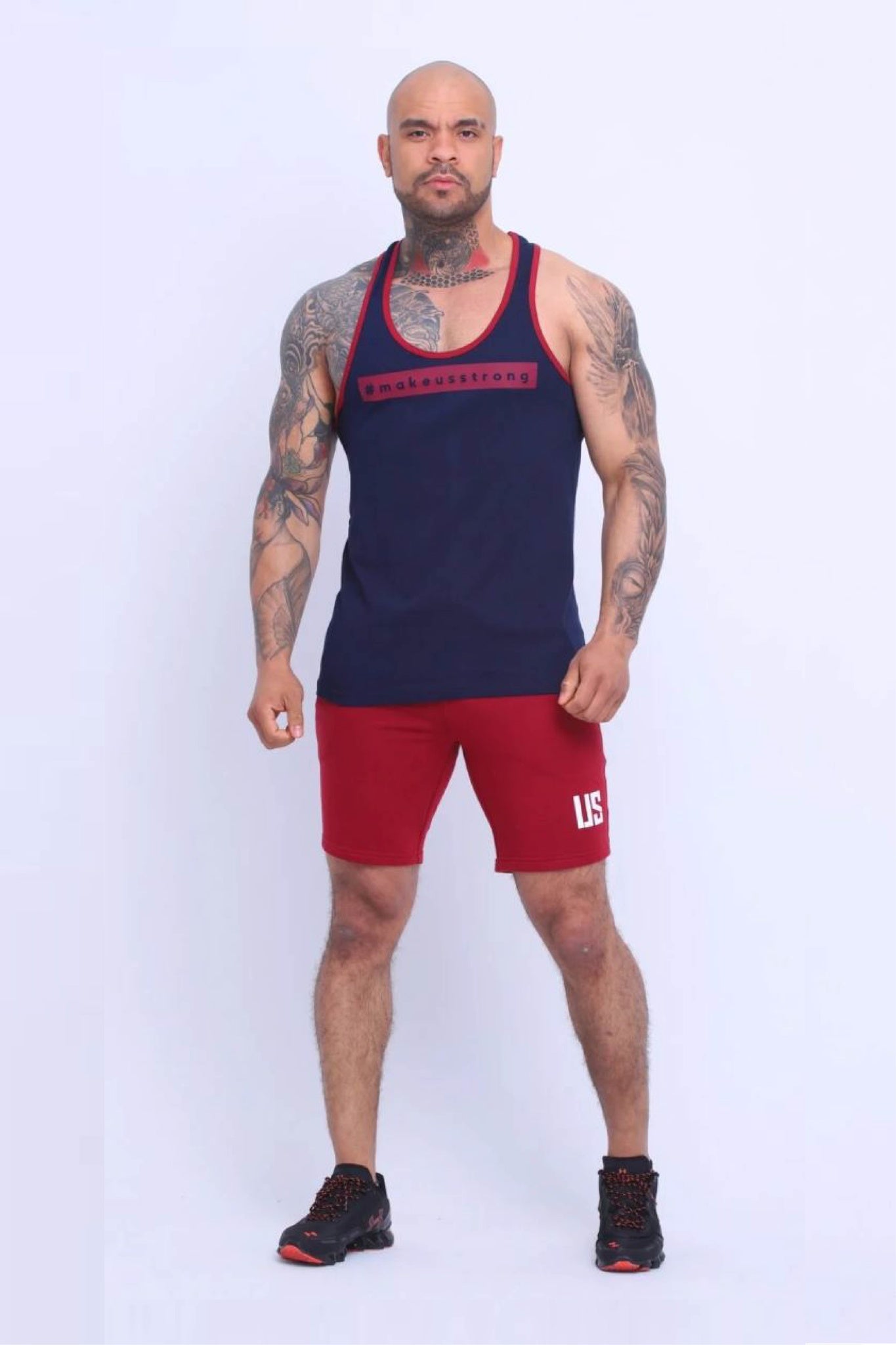 Tank Top bawełniany granatowy z bordową lamówką El Campo