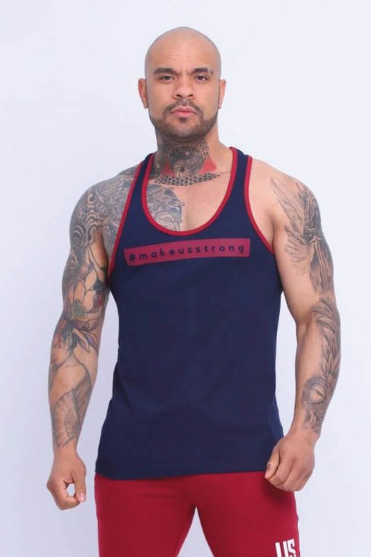 Tank Top bawełniany granatowy z bordową lamówką El Campo