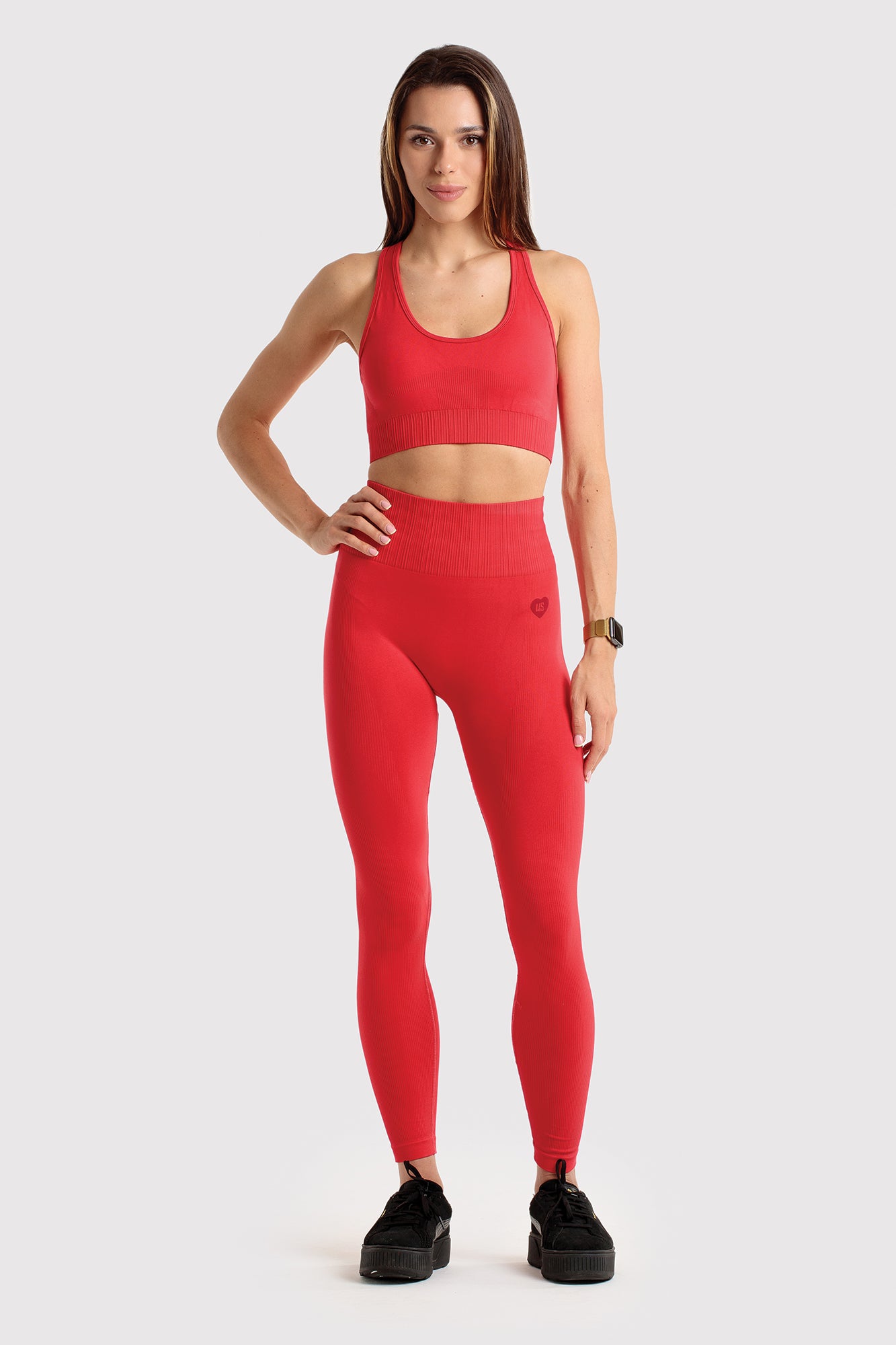 Legginsy bezszwowe sportowe czerwone Soho
