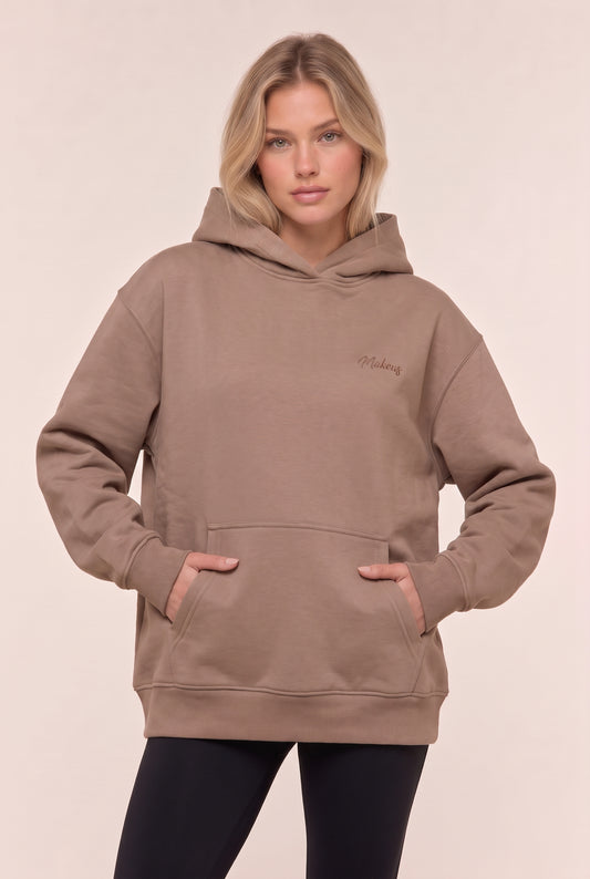 Damska bluza dresowa ONE SIZE z kapturem latte - Ruby SOFT PRO