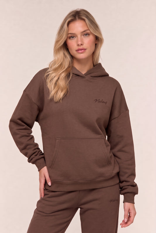 Damska bluza dresowa z kapturem czekoladowa - Willow SOFT PRO