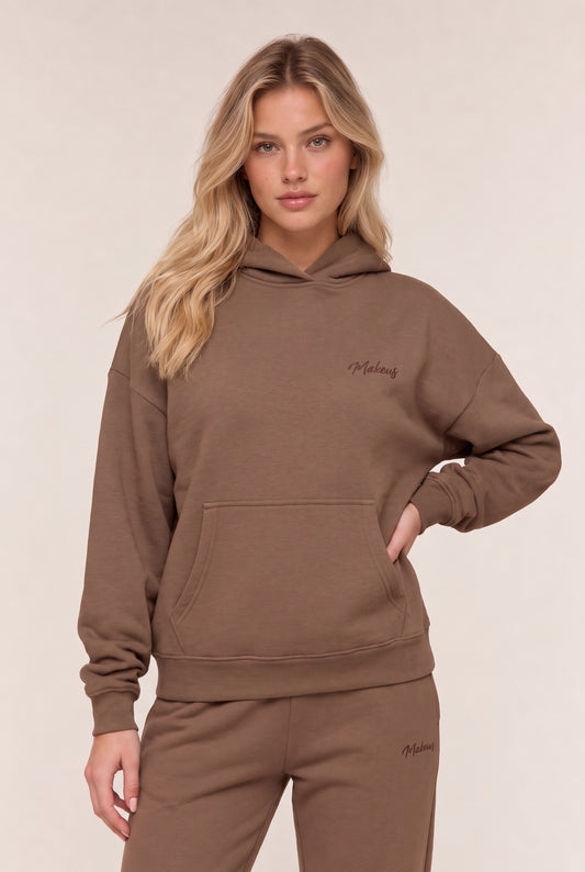 Damska bluza dresowa z kapturem latte - Willow SOFT PRO