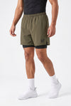 Spodenki do biegania 2w1 PRO szybkoschnące khaki - Camp Runner
