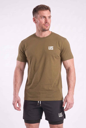 T-shirt męski bezszwowy bawełniany khaki - US Tampa