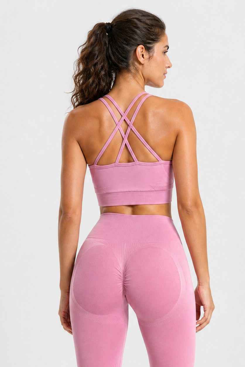 Zestaw bezszwowy PUSH UP PRO II top + legginsy dusty rose - Nevada