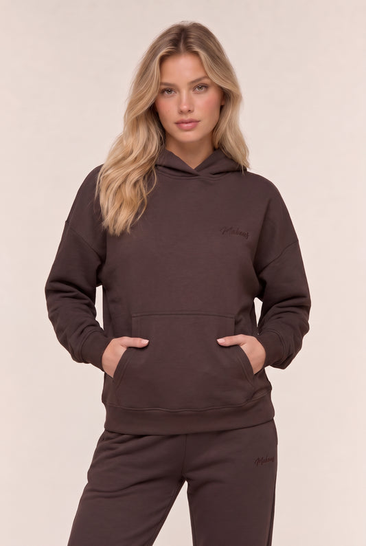 Damska bluza dresowa z kapturem brązowa - Willow SOFT PRO