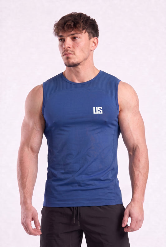 Tank Top męski bezszwowy techniczny kobaltowy - Denver