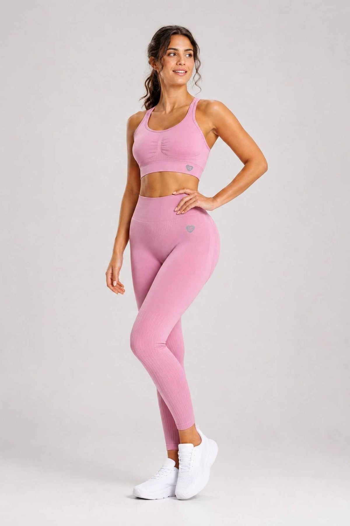 Zestaw bezszwowy PUSH UP PRO II top + legginsy dusty rose - Nevada