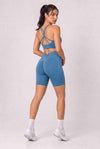 Zestaw bezszwowy PUSH UP V-SHAPE top + szorty lazurowy - Savannah