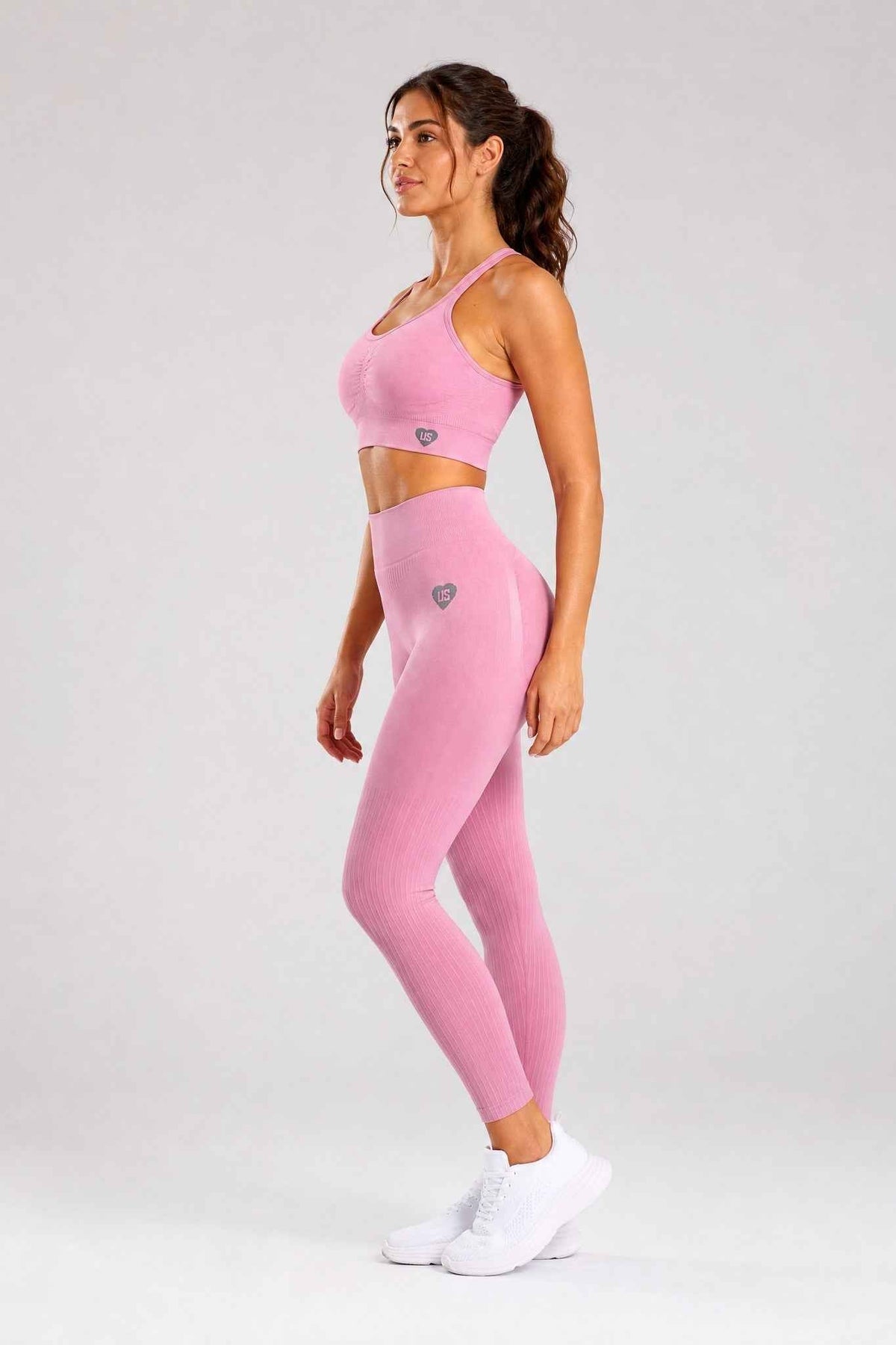 Zestaw bezszwowy PUSH UP PRO II top + legginsy dusty rose - Nevada