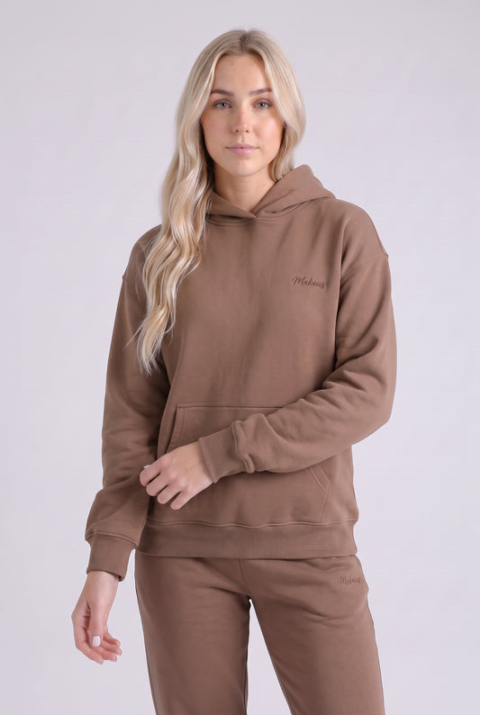 Damska bluza dresowa z kapturem latte - Willow