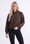 Damska bluza dresowa z kapturem brązowa - Everly SOFT PRO