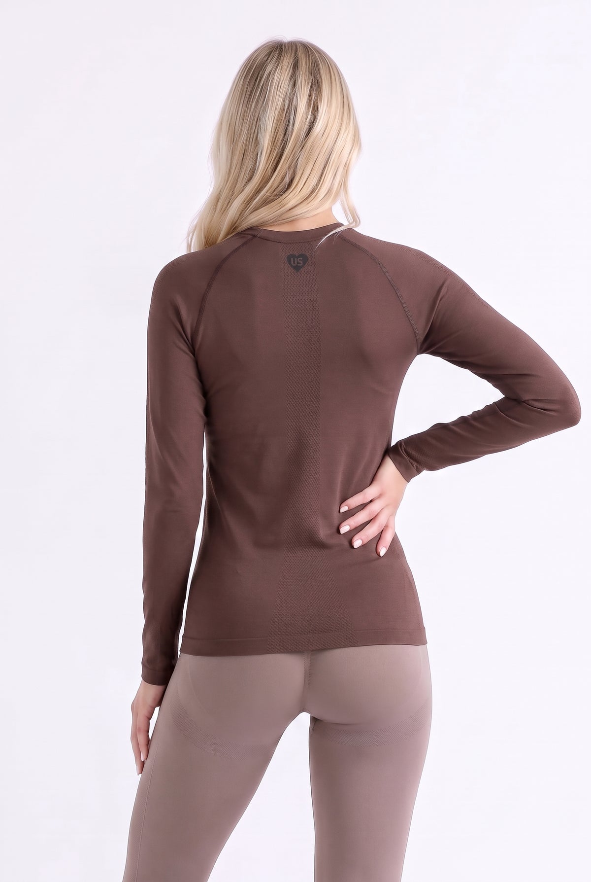 Longsleeve damski bezszwowy techniczny PRO brązowy - Dakota