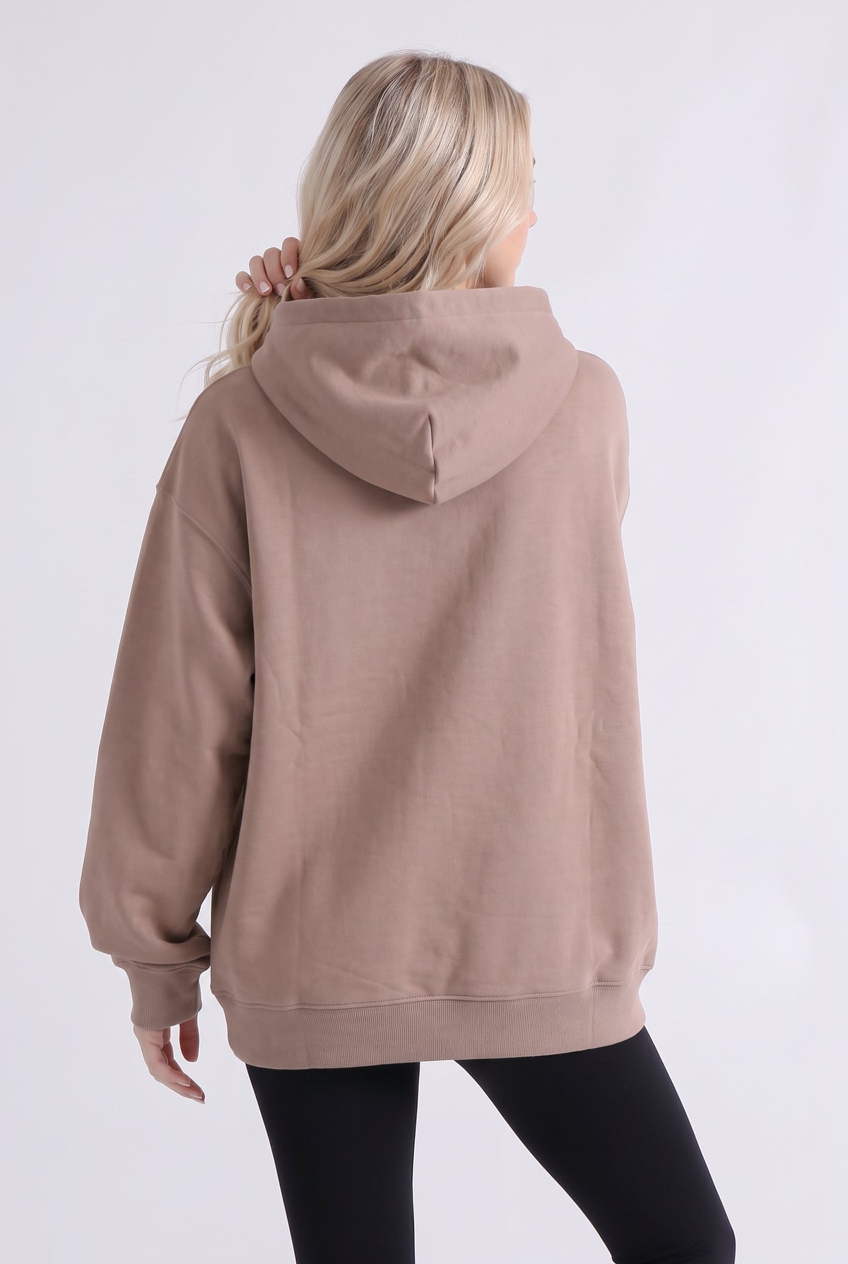 Damska bluza dresowa ONE SIZE z kapturem latte - Ruby SOFT PRO