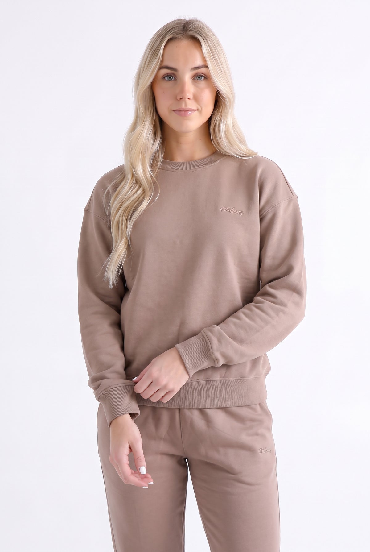 Damska bluza dresowa bez kaptura latte - Luna