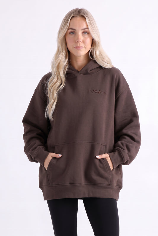 Damska bluza dresowa ONE SIZE z kapturem brązowa - Ruby SOFT PRO
