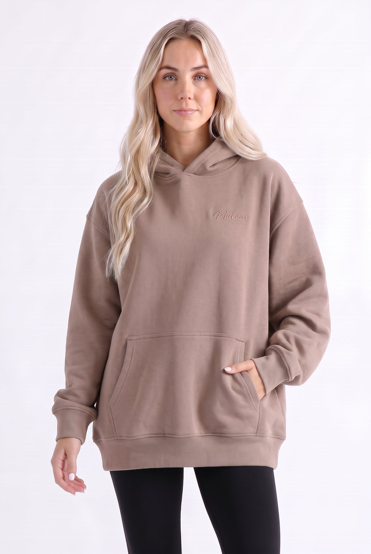Damska bluza dresowa ONE SIZE z kapturem latte - Ruby SOFT PRO