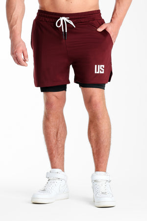 Spodenki treningowe 2w1 bordowe Camp Hill