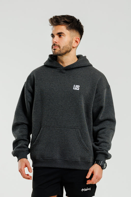 Męska bluza dresowa z kapturem ocieplana grafitowa Hudson