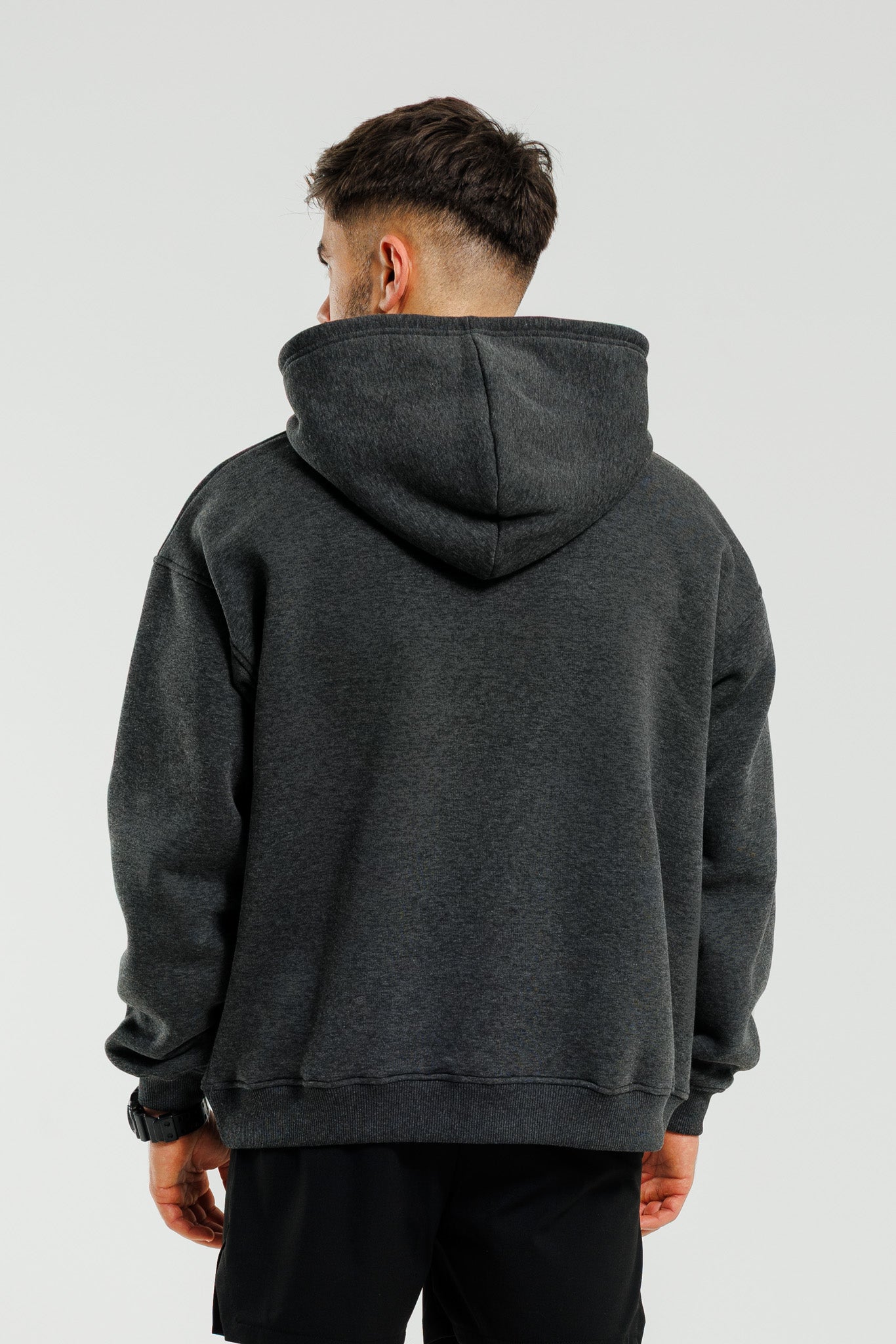 Męska bluza dresowa z kapturem ocieplana grafitowa Hudson