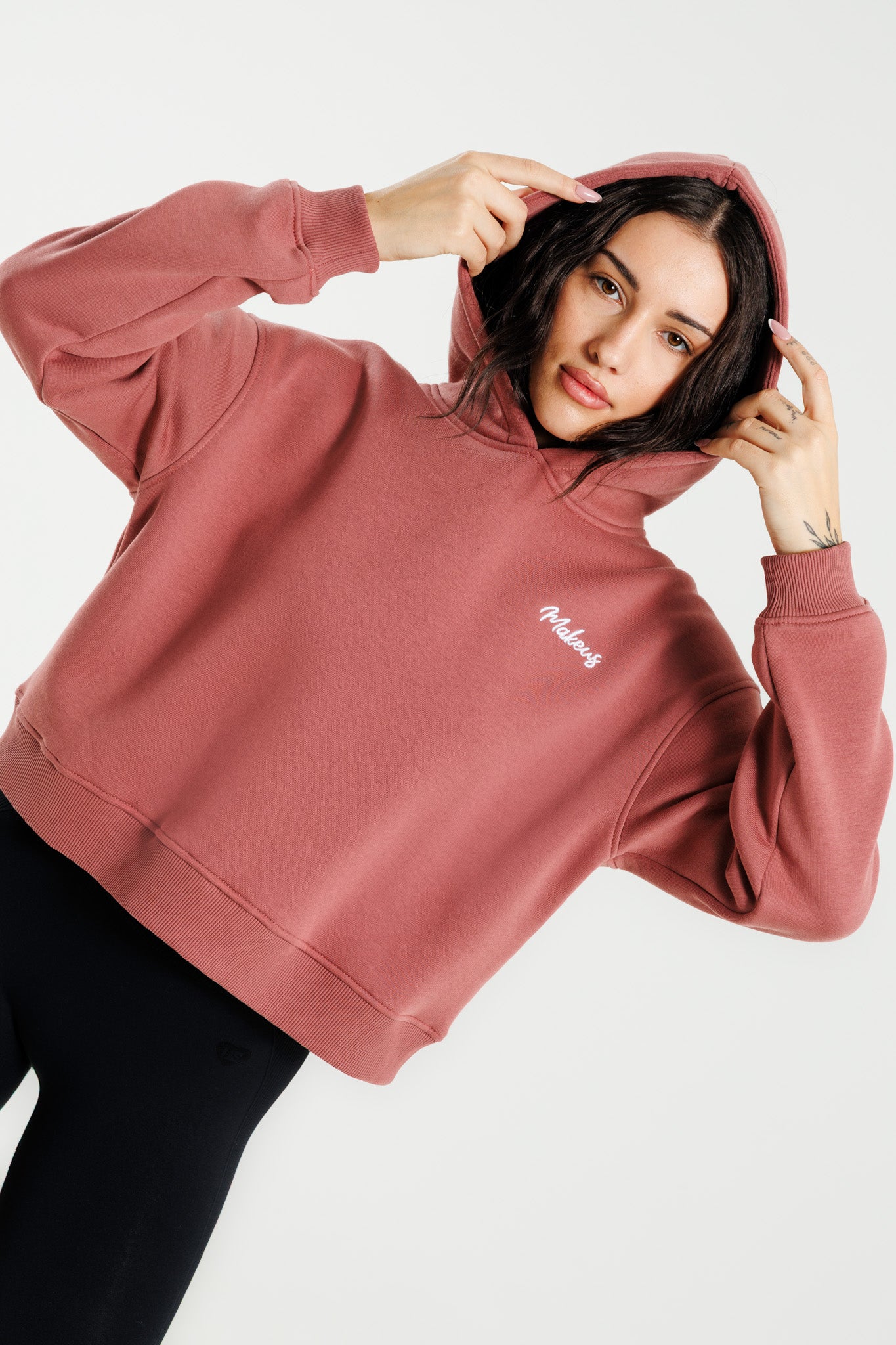 Bluza dresowa z kapturem brudny róż Everly