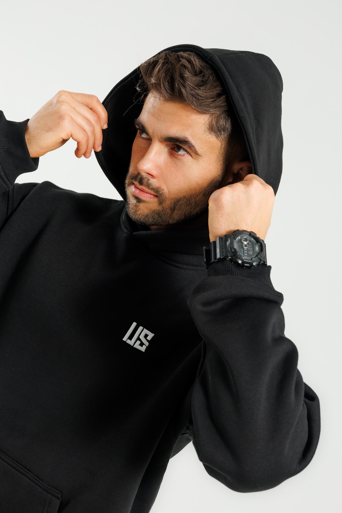 Męska bluza dresowa z kapturem ocieplana czarna Hudson