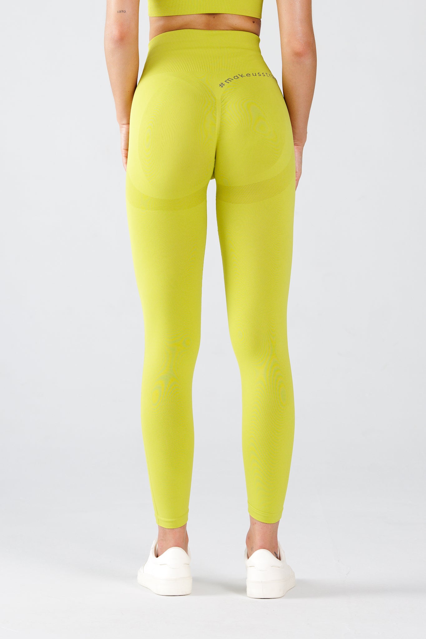 Zestaw bezszwowy sportowy top + legginsy PUSH UP lime Florence