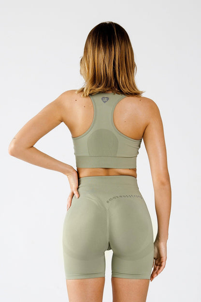 Zestaw bezszwowy sportowy top + spodenki PUSH UP sage Florence