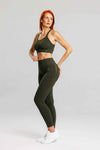 Zestaw bezszwowy PUSH UP PRO II top + legginsy military - Nevada