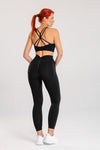Zestaw bezszwowy PUSH UP V-SHAPE top + legginsy czarny Savannah