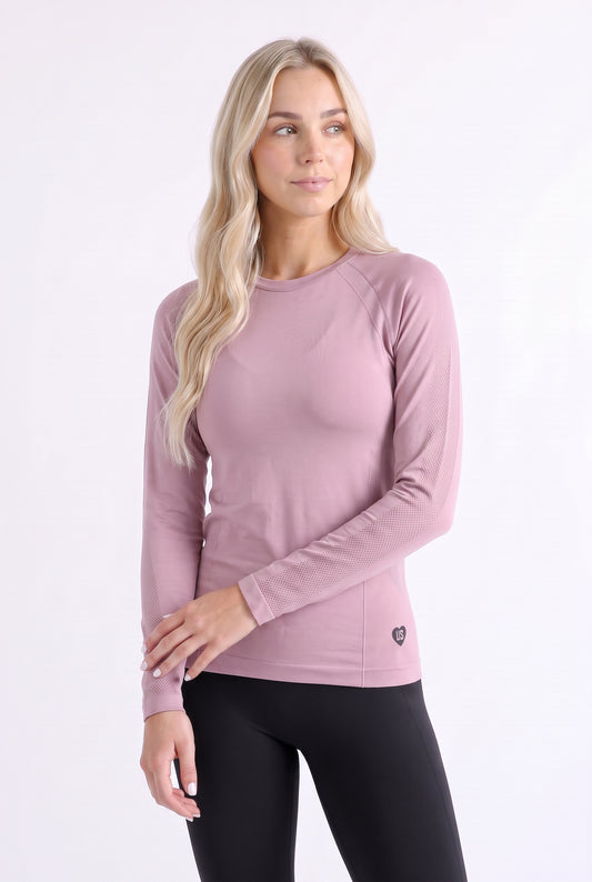 Longsleeve damski bezszwowy techniczny PRO dusty rose - Dakota