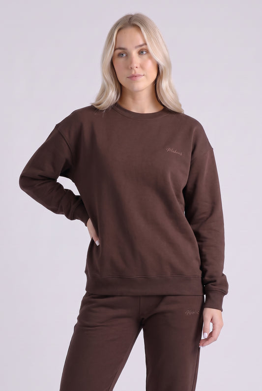Damska bluza dresowa bez kaptura brązowa - Luna SOFT PRO