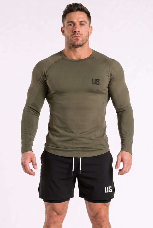 Longsleeve męski bezszwowy techniczny PRO khaki - Columbia
