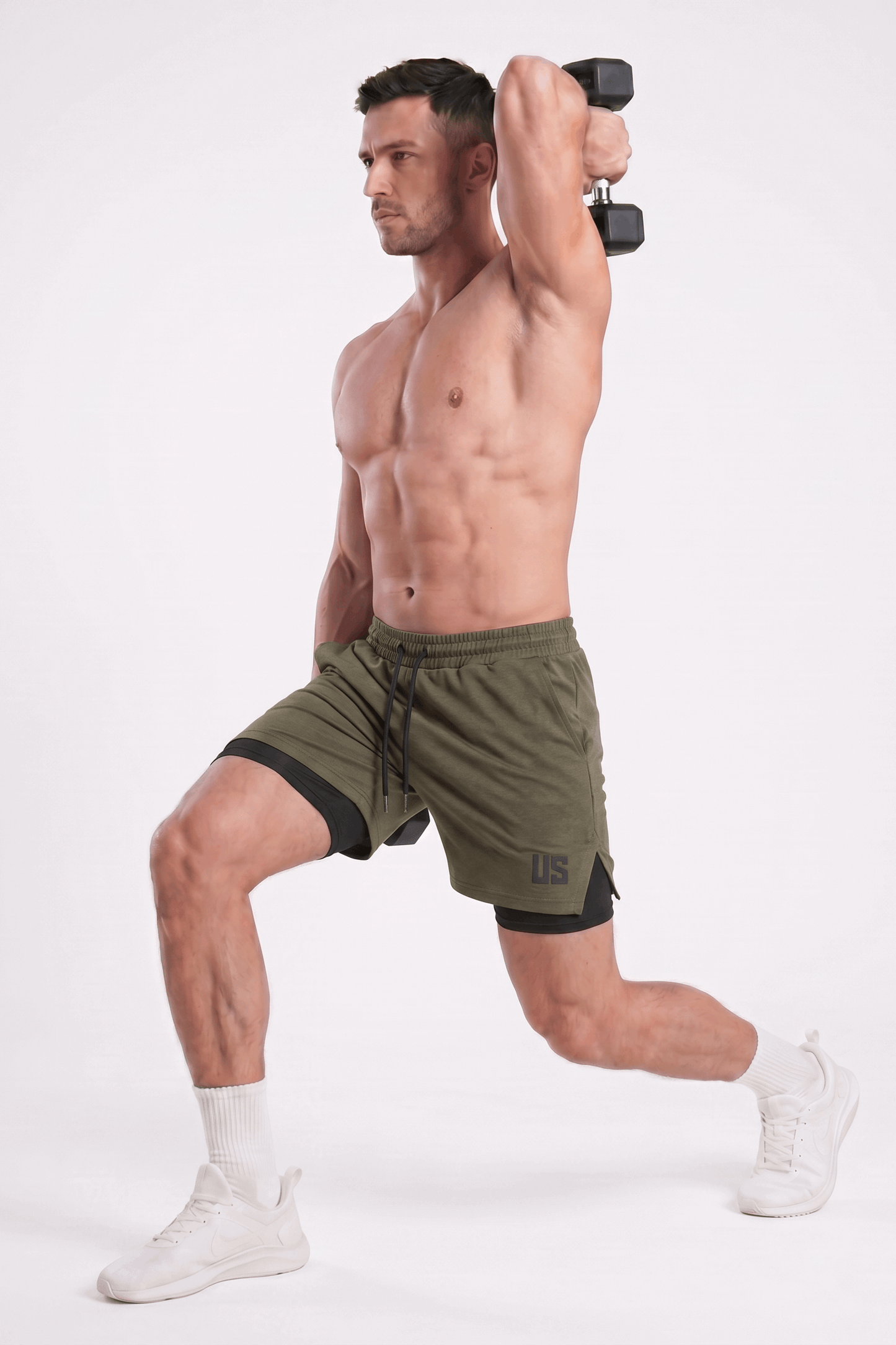 Spodenki męskie bawełniane PRO 2w1 khaki - Camp Maison