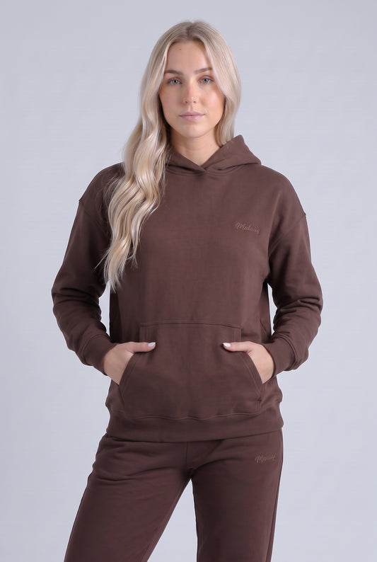 Damska bluza dresowa z kapturem brązowa - Willow SOFT PRO