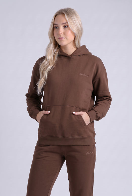 Damska bluza dresowa z kapturem czekoladowa - Willow SOFT PRO