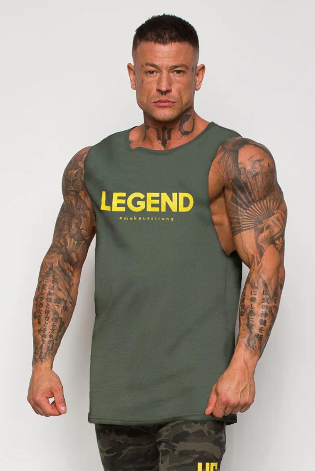 Tank Top bawełniany z nadrukiem khaki Legend Two